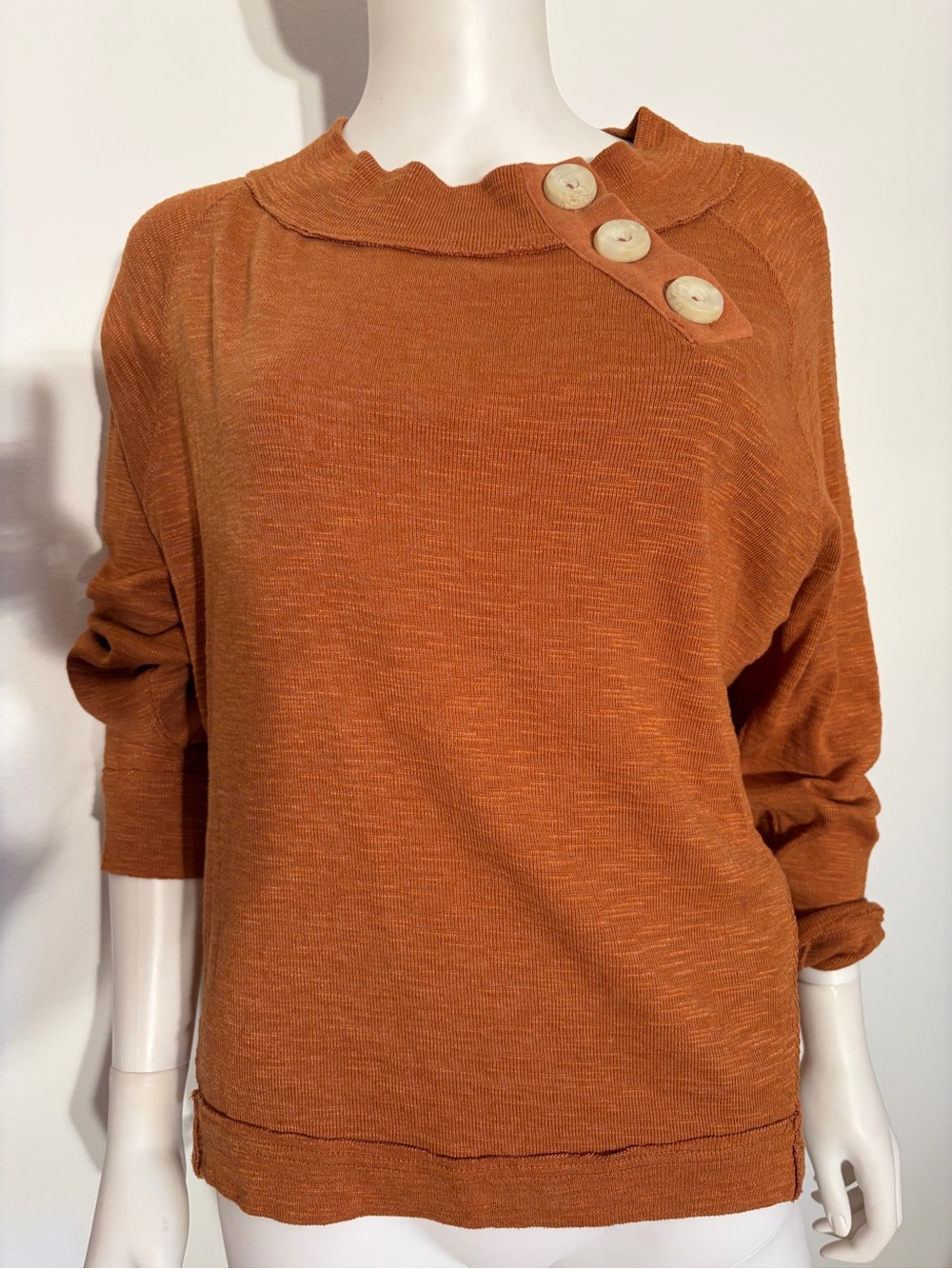#806 Free People NWT Oversized Cedar Ribbed Knit Top in Warm Rust